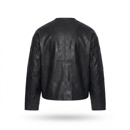 Lederjacken Outlet24 - Rivos | Kragenlose Gesteppte Lederjacke Herren