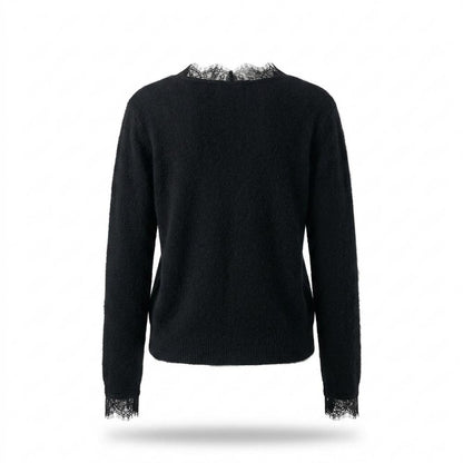 Lederjacken Outlet24 - Mutud | Langärmlige Spitzenbesetzte Strickjacke Damen