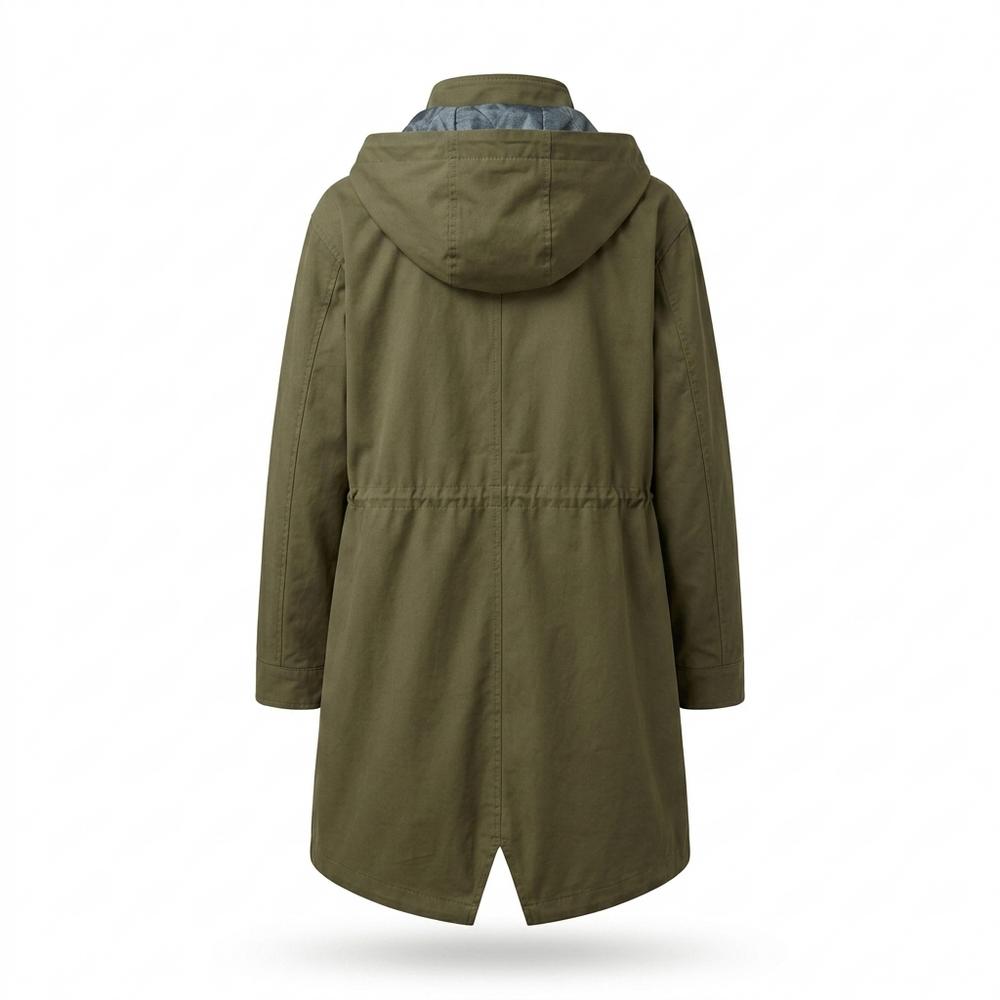 Lederjacken Outlet24 - Kanet | Langgeschnittener Kapuzen- Mantel Damen