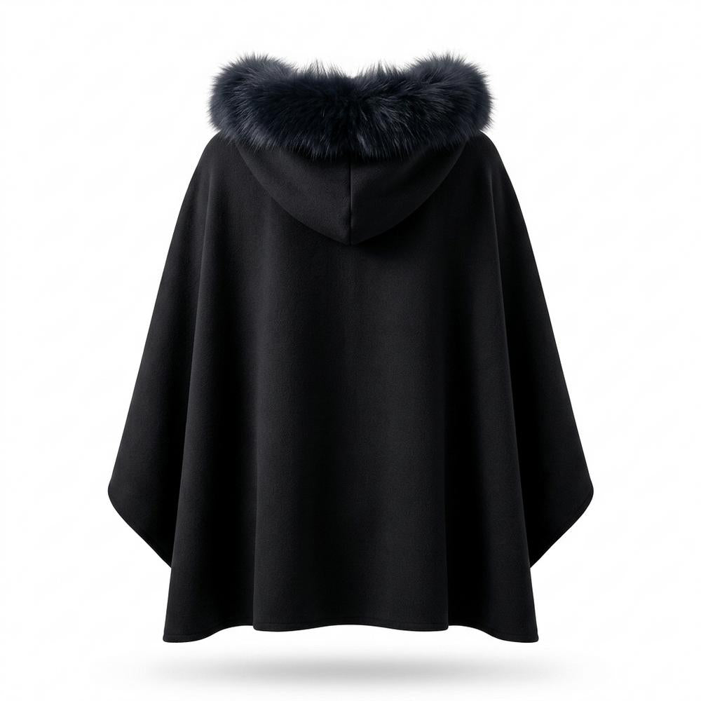Lederjacken Outlet24 - Aikak | Ponchoartige Fellbesetzte Jacke Damen