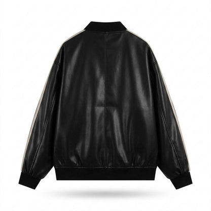 Lederjacken Outlet24 - Yuzel | Glänzend Gestreift Lederjacke Unisex