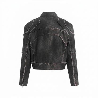 Lederjacken Outlet24 - Zuhut | Dekonstruiert Kurzgeschnitten Lederjacke Unisex