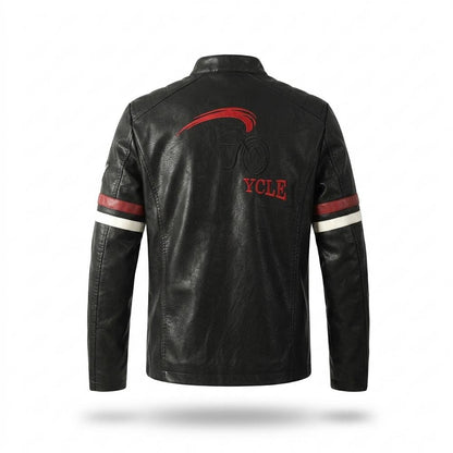 Lederjacken Outlet24 - Aowor | Bestickt Gestreift Lederjacke Herren