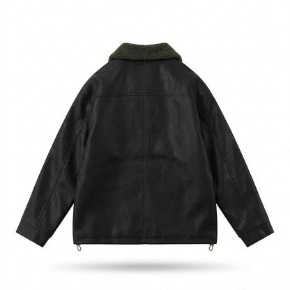 Lederjacken Outlet24 - Revek | Gefütterte Lockere Lederjacke Unisex