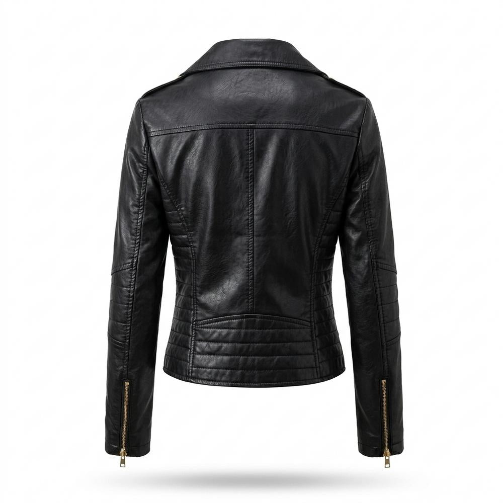 Lederjacken Outlet24 - Lotur | Asymmetrisch Gesteppt Lederjacke Damen