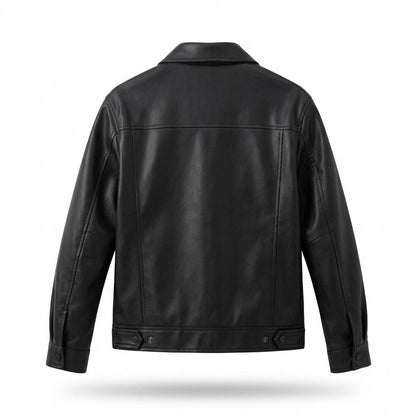 Lederjacken Outlet24 - Sipon | Druckgeknöpft Glatt Lederjacke Herren