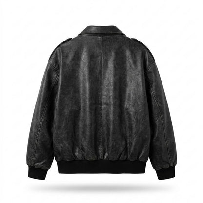 Lederjacken Outlet24 - Vevan | Gefütterte Gerippte Lederjacke Herren
