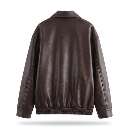Lederjacken Outlet24 - Yonid | Gefütterte Locker Geschnittene Lederjacke Unisex