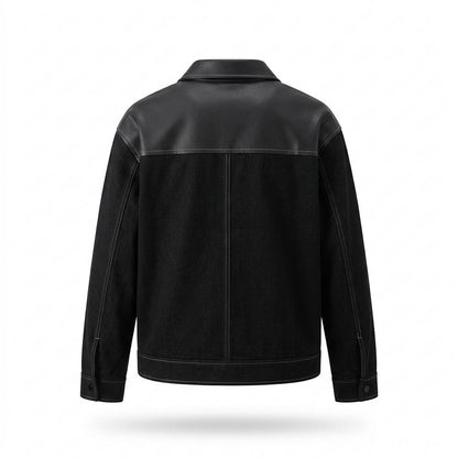 Lederjacken Outlet24 - Sever | Kontrastgesteppte Material-Mix Jacke Herren