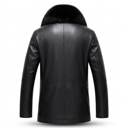 Lederjacken Outlet24 - Eeror | Gefütterte Fellbesetzte Lederjacke Herren