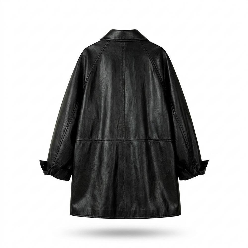 Lederjacken Outlet24 - Eedan | Geknöpft Oversized Ledermantel Unisex