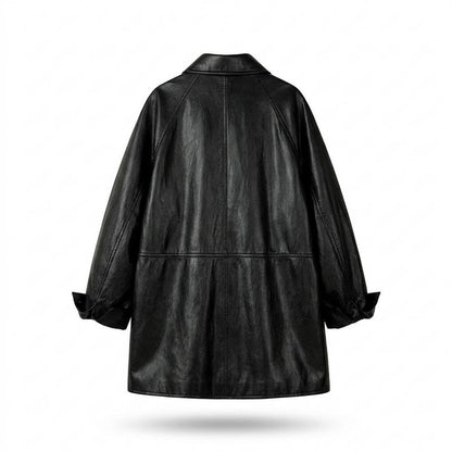 Lederjacken Outlet24 - Eedan | Geknöpft Oversized Ledermantel Unisex