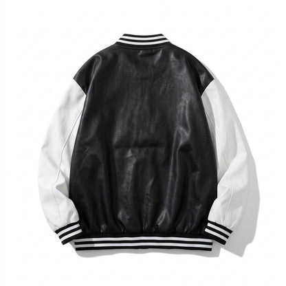 Lederjacken Outlet24 - Rabit | Zweifarbige Geknöpfte Lederjacke Unisex