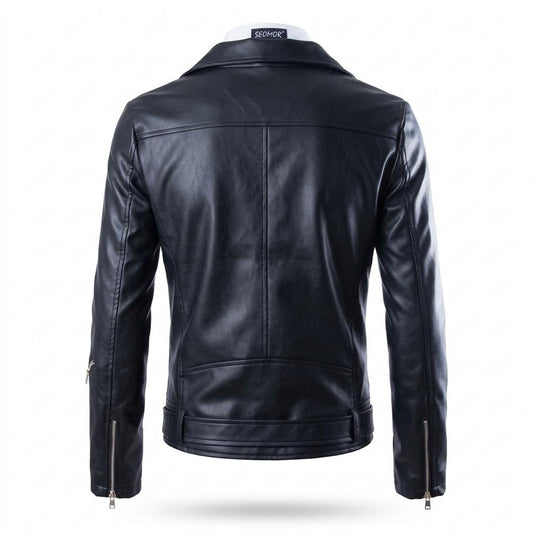Lederjacken Outlet24 - Aokem | Asymmetrisch Gegürtelt Lederjacke Herren