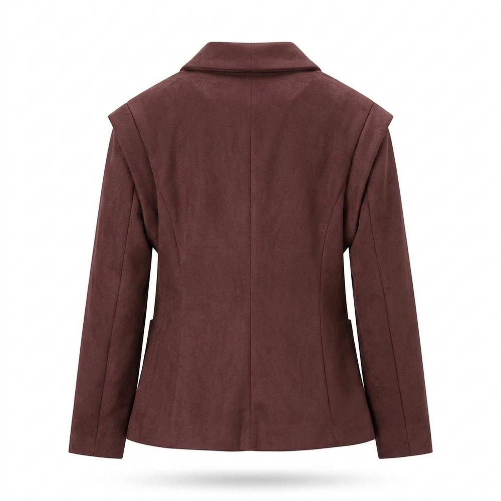 Lederjacken Outlet24 - Kufis | Tailliert Gefüttert Wildleder-Jacke Damen