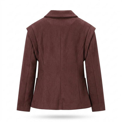 Lederjacken Outlet24 - Kufis | Tailliert Gefüttert Wildleder-Jacke Damen