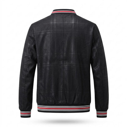 Lederjacken Outlet24 - Rodom | Karierte Gerippte Lederjacke Herren