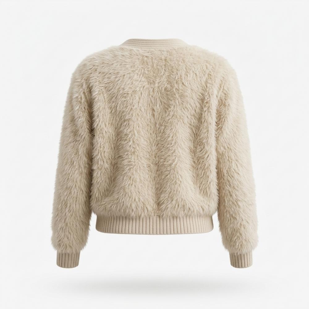 Lederjacken Outlet24 - Ailur | Flauschiger Kurzgeschnittener Cardigan Damen