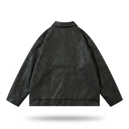 Lederjacken Outlet24 - Linus | Bestickte Strukturierte Lederjacke Unisex