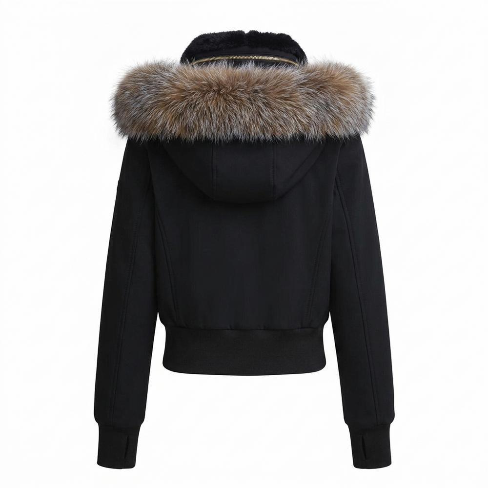 Lederjacken Outlet24 - Eibov | Fellbesetzt Kurzgeschnitten Jacke Damen