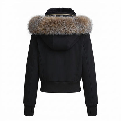 Lederjacken Outlet24 - Eibov | Fellbesetzt Kurzgeschnitten Jacke Damen