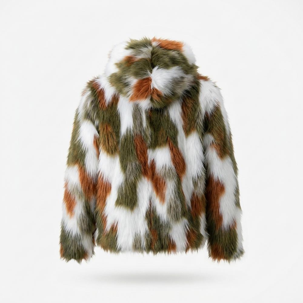 Lederjacken Outlet24 - Coler | Mehrfarbige Zottelige Jacke Herren