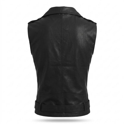 Lederjacken Outlet24 - Rupok | Asymmetrische Ärmellose Lederjacke Herren