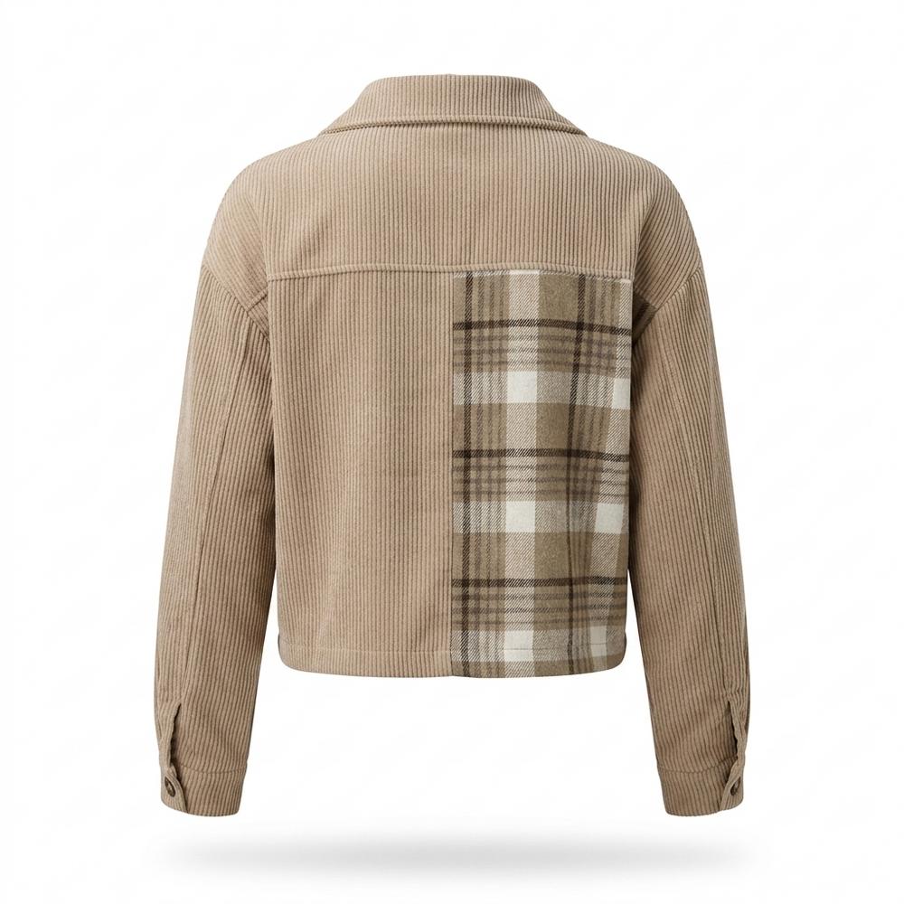 Lederjacken Outlet24 - Aifir | Gerippte Karierte Jacke Damen