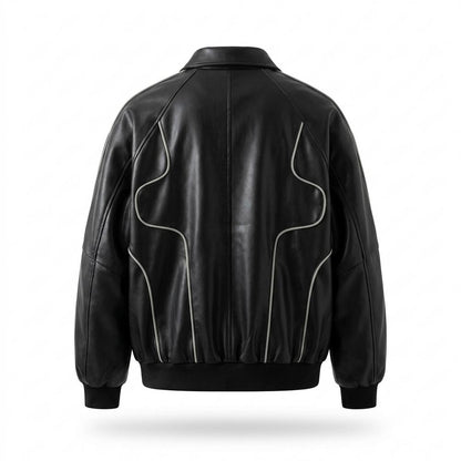 Lederjacken Outlet24 - Kodet | Oversized Paspelierte Lederjacke Herren