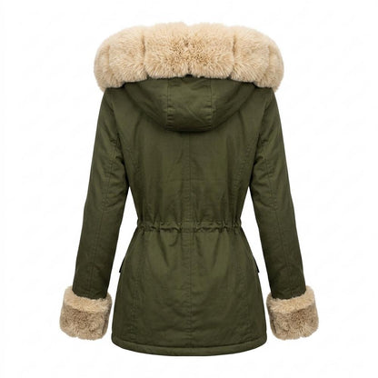 Lederjacken Outlet24 - Nibin | Gefütterter Webpelz Mantel Damen