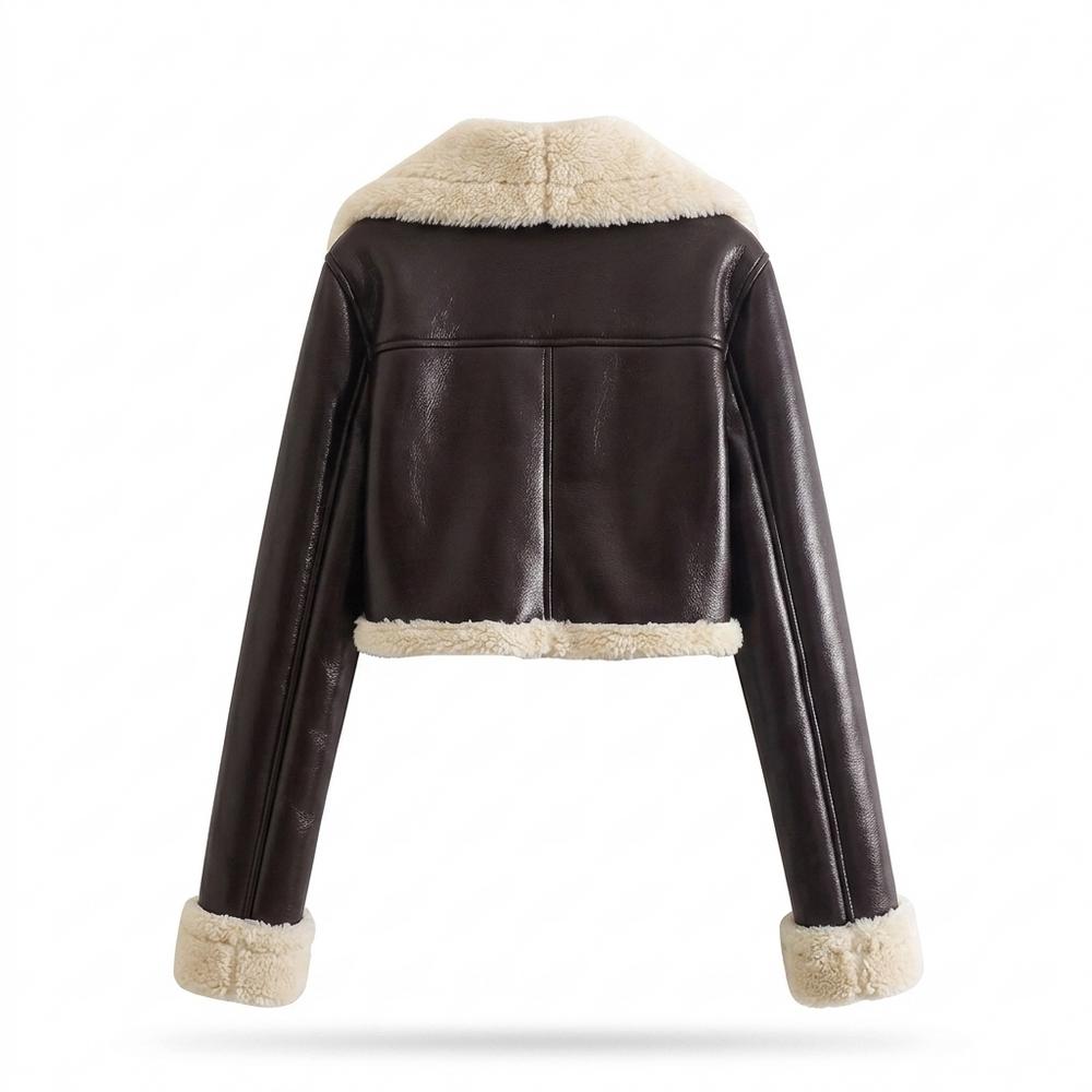 Lederjacken Outlet24 - Eigam | Gefüttert Kurzgeschnitten Lederjacke Damen