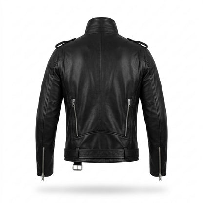 Lederjacken Outlet24 - Lamon | Asymmetrisch Gegürtet Lederjacke Herren