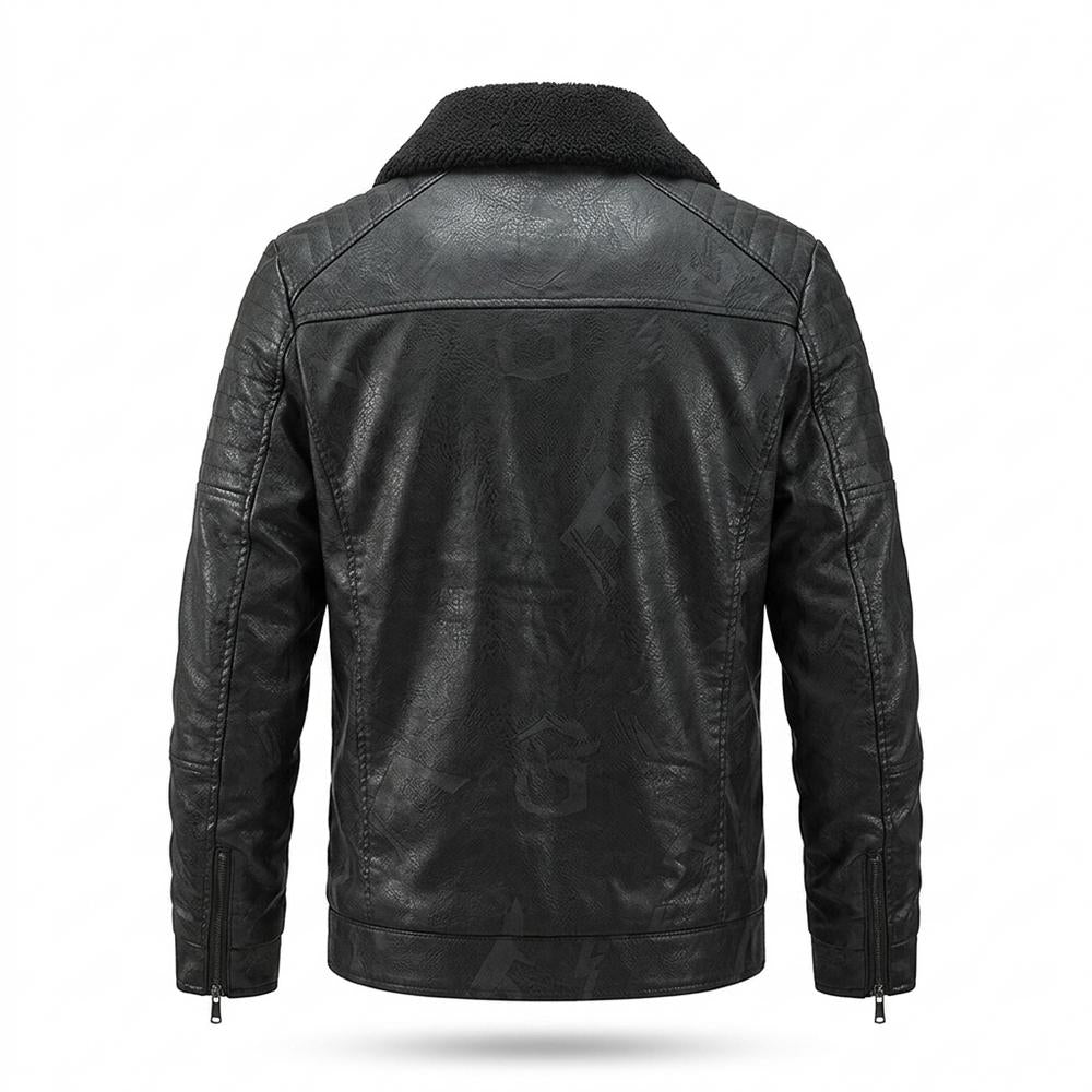 Lederjacken Outlet24 - Tadol | Gefütterte Strukturierte Lederjacke Herren