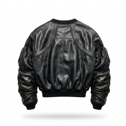 Lederjacken Outlet24 - Yizek | Geraffte Strukturierte Lederjacke Unisex