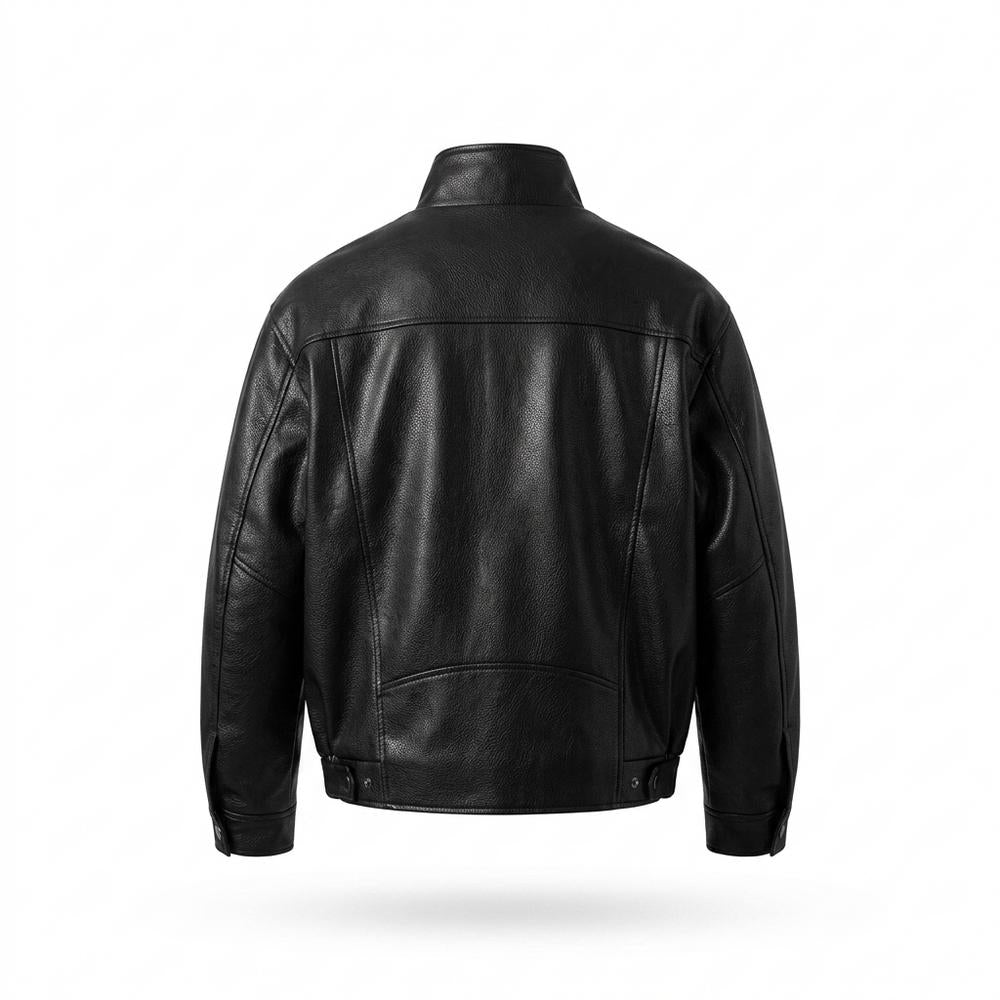 Lederjacken Outlet24 - Vipav | Hochgeschlossen Geknöpft Lederjacke Herren