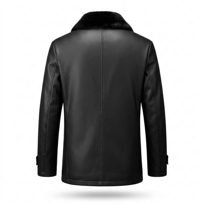 Lederjacken Outlet24 - Vufod | Gefütterte Geknöpfte Lederjacke Herren
