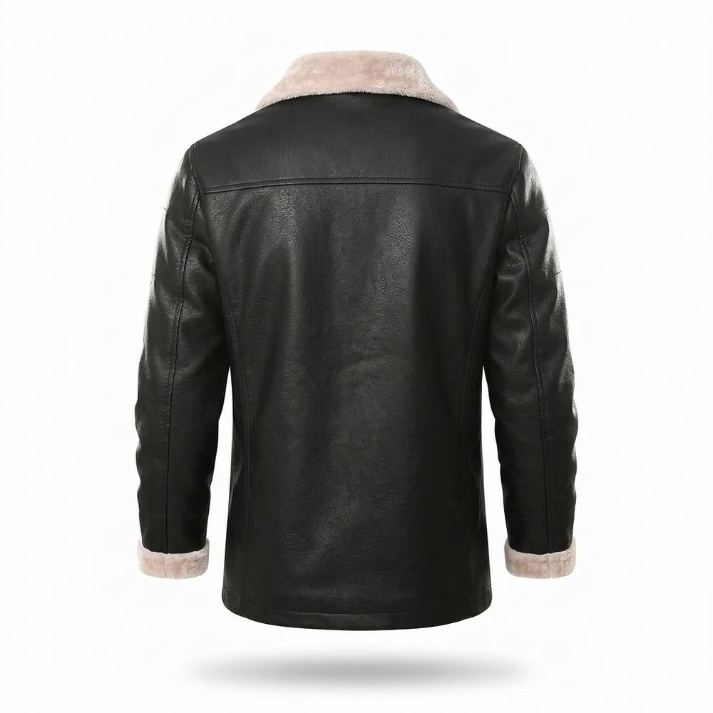 Lederjacken Outlet24 - Masil | Gefütterte Geknöpfte Lederjacke Herren