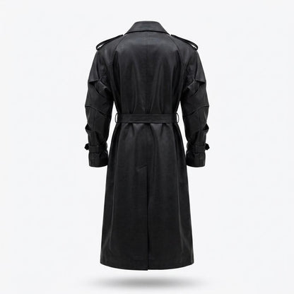 Lederjacken Outlet24 - Vapak | Doppelreihiger Gegürteter Ledermantel Unisex
