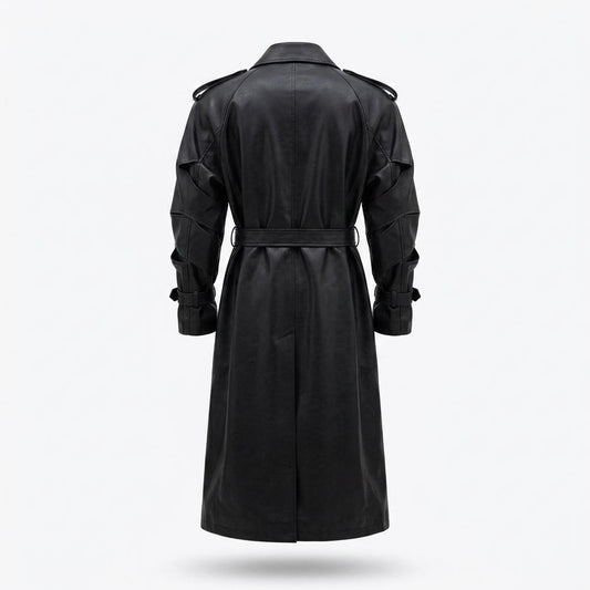 Lederjacken Outlet24 - Vapak | Doppelreihiger Gegürteter Ledermantel Unisex