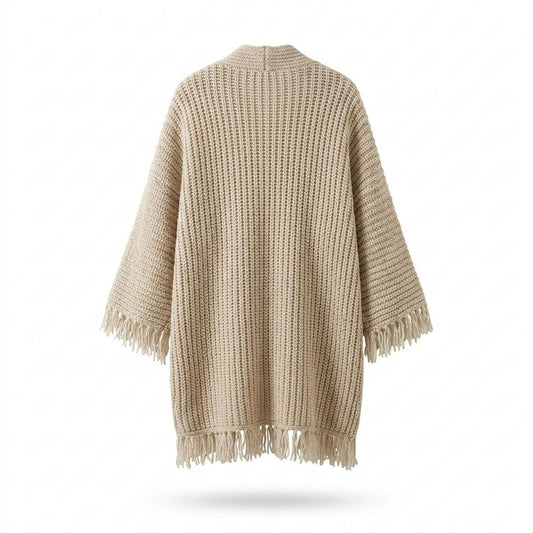 Lederjacken Outlet24 - Augol | Langgeschnittener Grobstrick Cardigan Damen