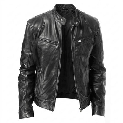 Lederjacken Outlet24 - Kevun | Tailliert Gesteppt Lederjacke Herren