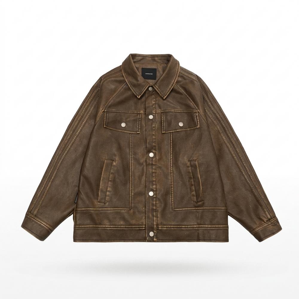 Lederjacken Outlet24 - Zipas | Gewaschen Geknöpft Lederjacke Unisex