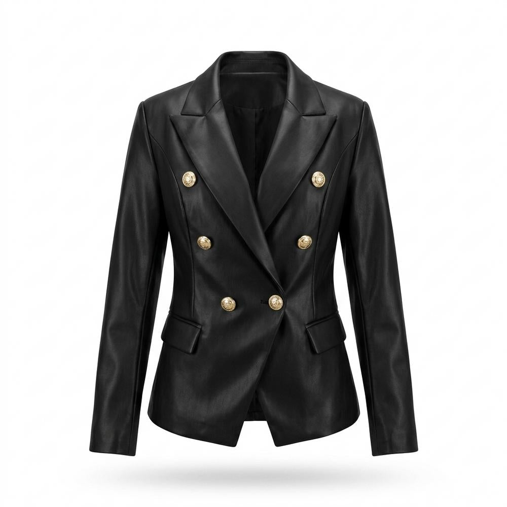 Lederjacken Outlet24 - Ditem | Zweireihig Tailliert Lederjacke Damen