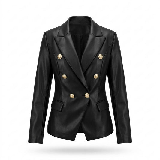 Lederjacken Outlet24 - Ditem | Zweireihig Tailliert Lederjacke Damen