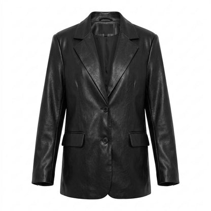Lederjacken Outlet24 - Yiben | Oversized Langärmlige Lederjacke Damen