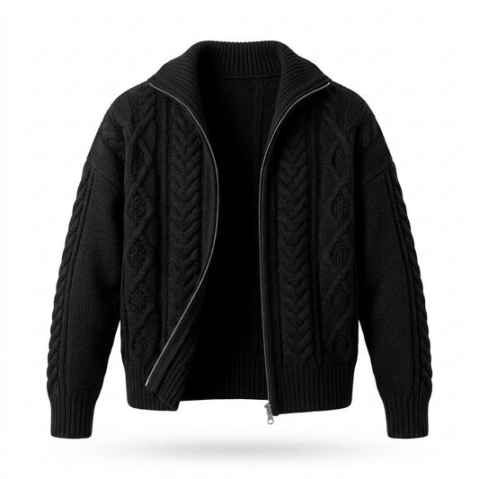 Lederjacken Outlet24 - Lunot | Hochgeschlossene Strukturierte Strickjacke Damen
