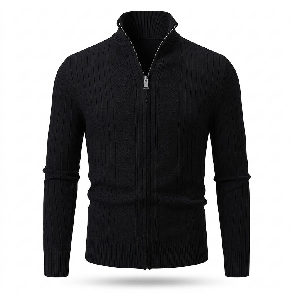 Lederjacken Outlet24 - Kesos | Strukturierte Hochgeschlossene Strickjacke Herren