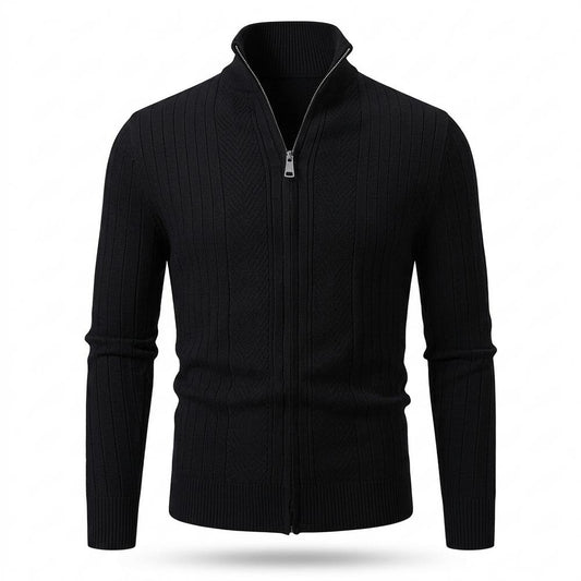 Lederjacken Outlet24 - Kesos | Strukturierte Hochgeschlossene Strickjacke Herren