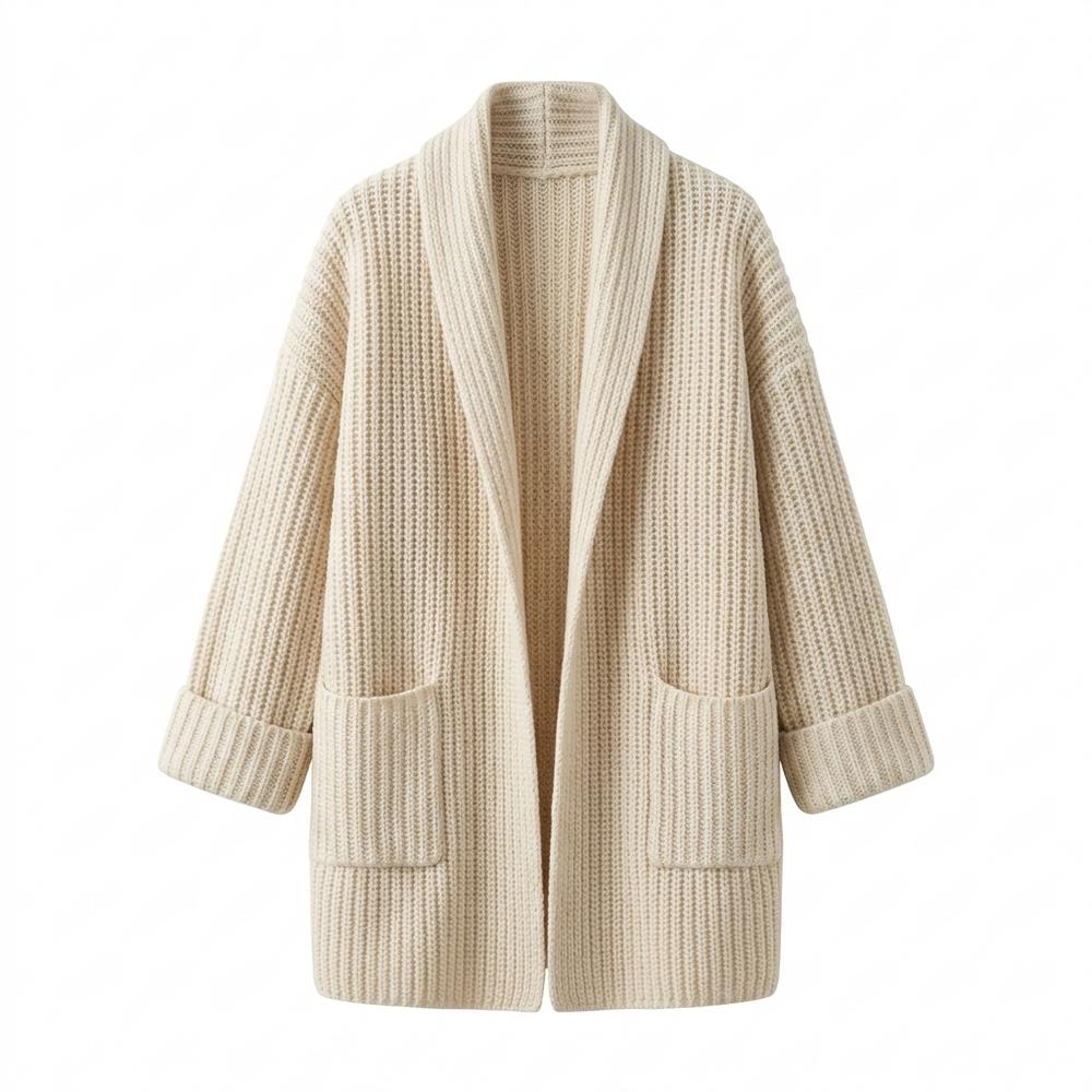 Lederjacken Outlet24 - Eevos | Grobstrick Schalkragen Cardigan Damen