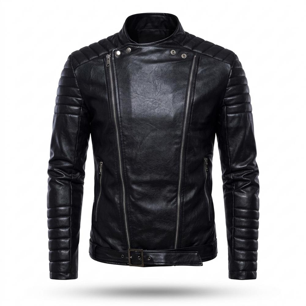Lederjacken Outlet24 - Zutat | Asymmetrisch Gesteppt Lederjacke Herren
